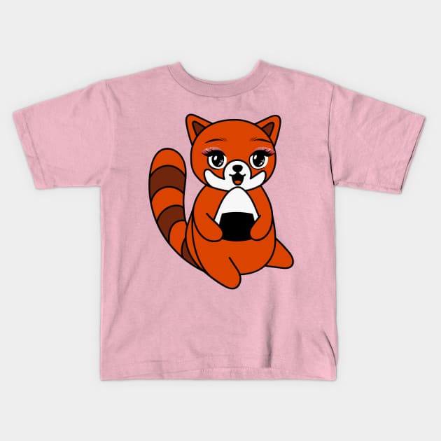 Red Panda Onigiri Kids T-Shirt by CuteAndFun